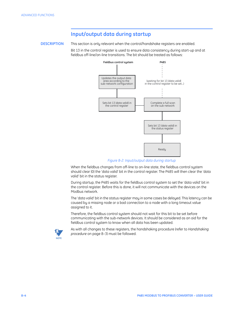 Input/output data during startup, Description, Input/output data during startup –4 | Description –4 | GE P485 User Manual | Page 54 / 76
