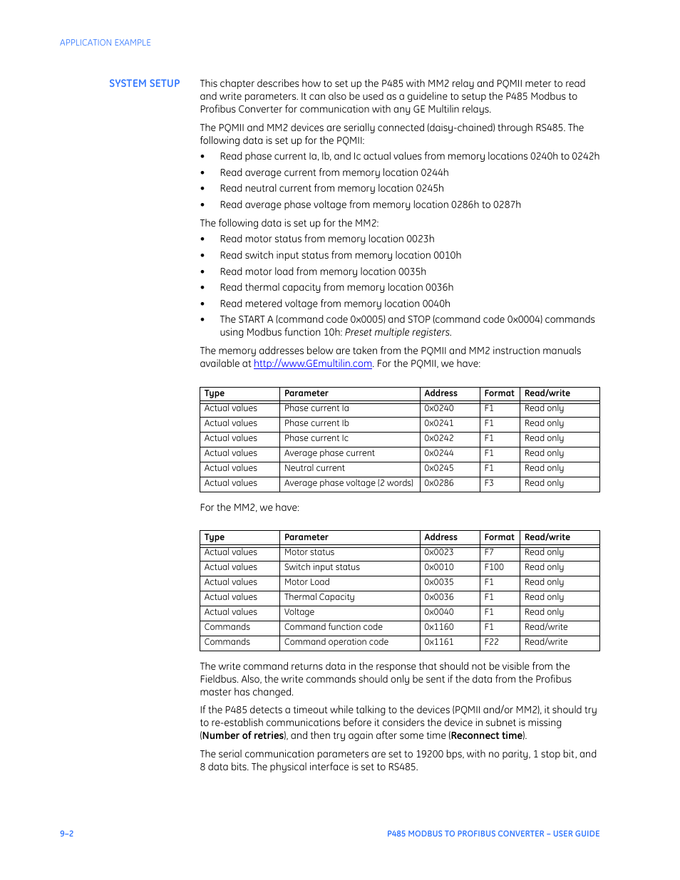 System setup, System setup –2 | GE P485 User Manual | Page 58 / 76