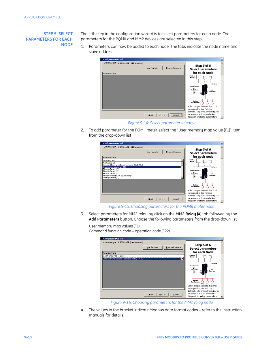 Step 5: select parameters for each node, Step 5: select parameters for each node –10 | GE P485 User Manual | Page 66 / 76