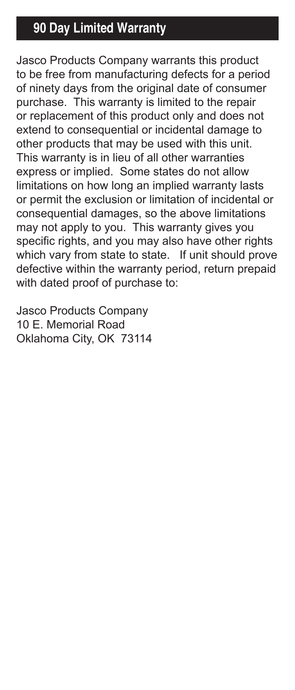 90 day limited warranty | GE 24991 User Manual | Page 15 / 16