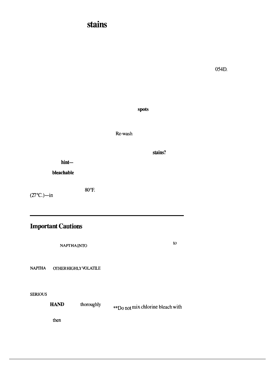 Stains, How to remove | GE Spacemaker WSM2400L User Manual | Page 16 / 28