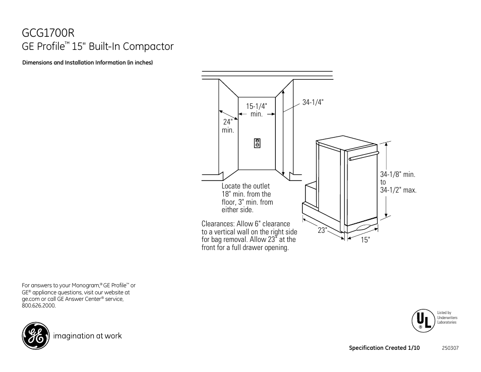 GE GCG1700LII User Manual | 2 pages