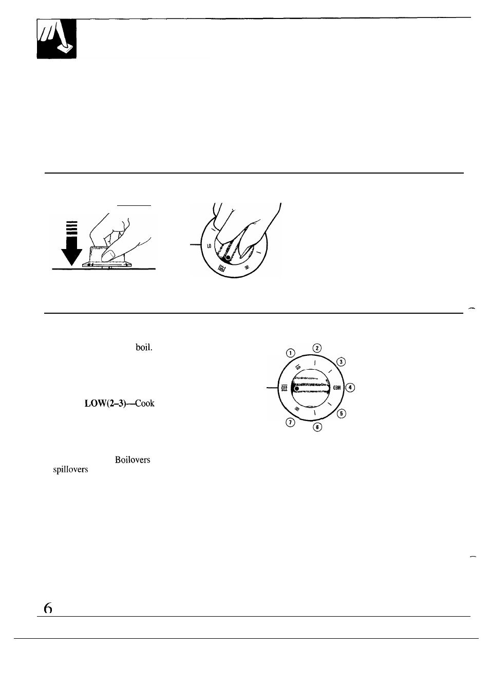 Operating instructions, tips, Infinite heat controls, How to set the controls | Guide for using heats | GE JP311BN User Manual | Page 4 / 14