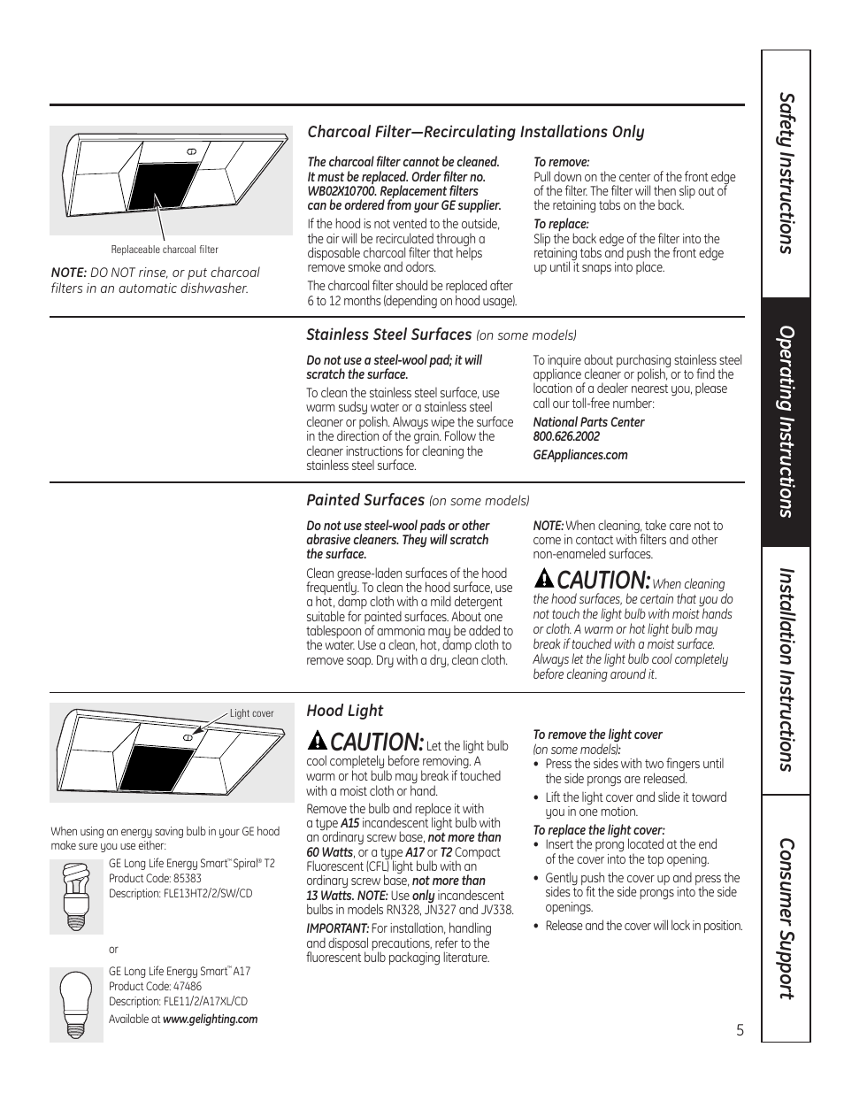 Caution | GE JV247 User Manual | Page 5 / 16