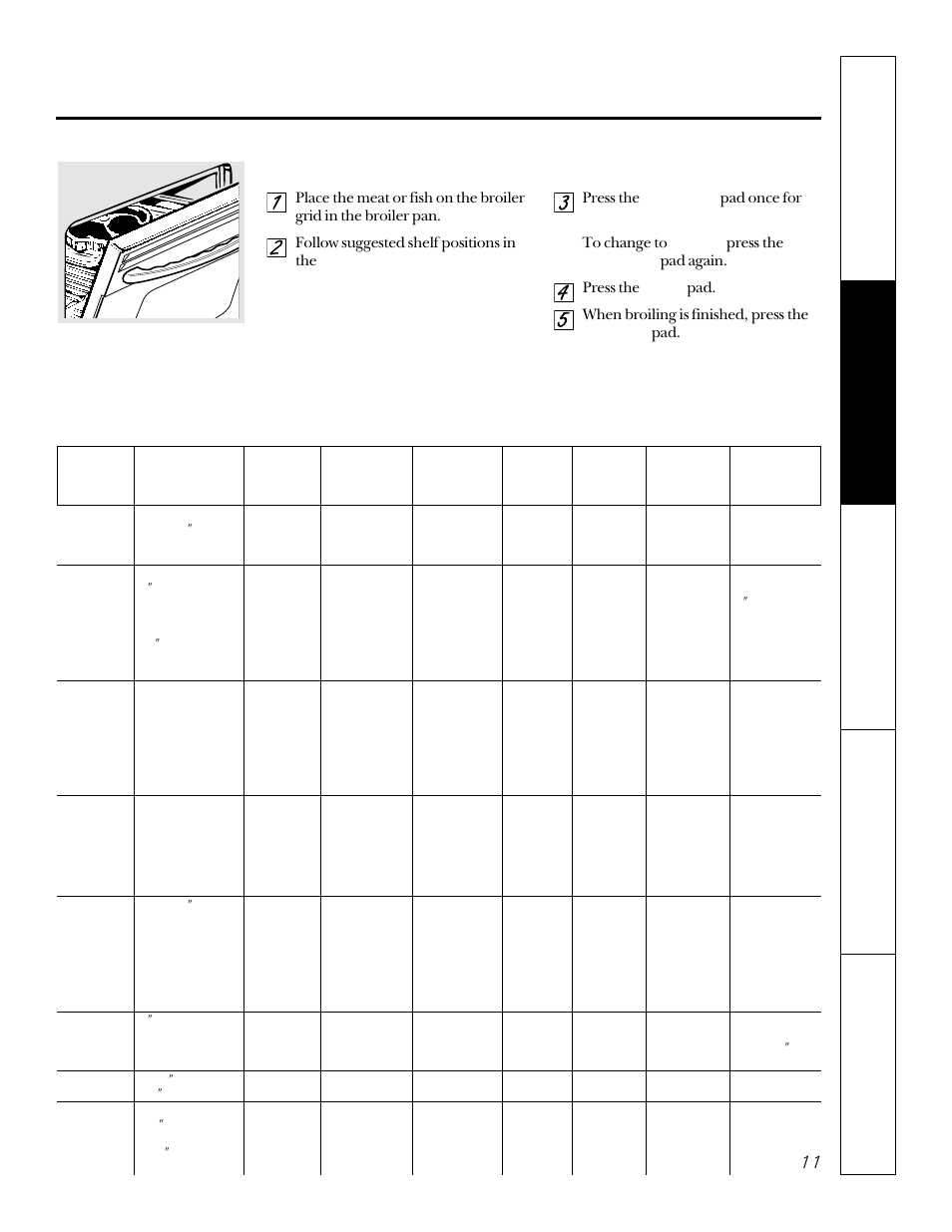 How to set the oven for broiling, Broiling guide | GE JKP15 User Manual | Page 11 / 24