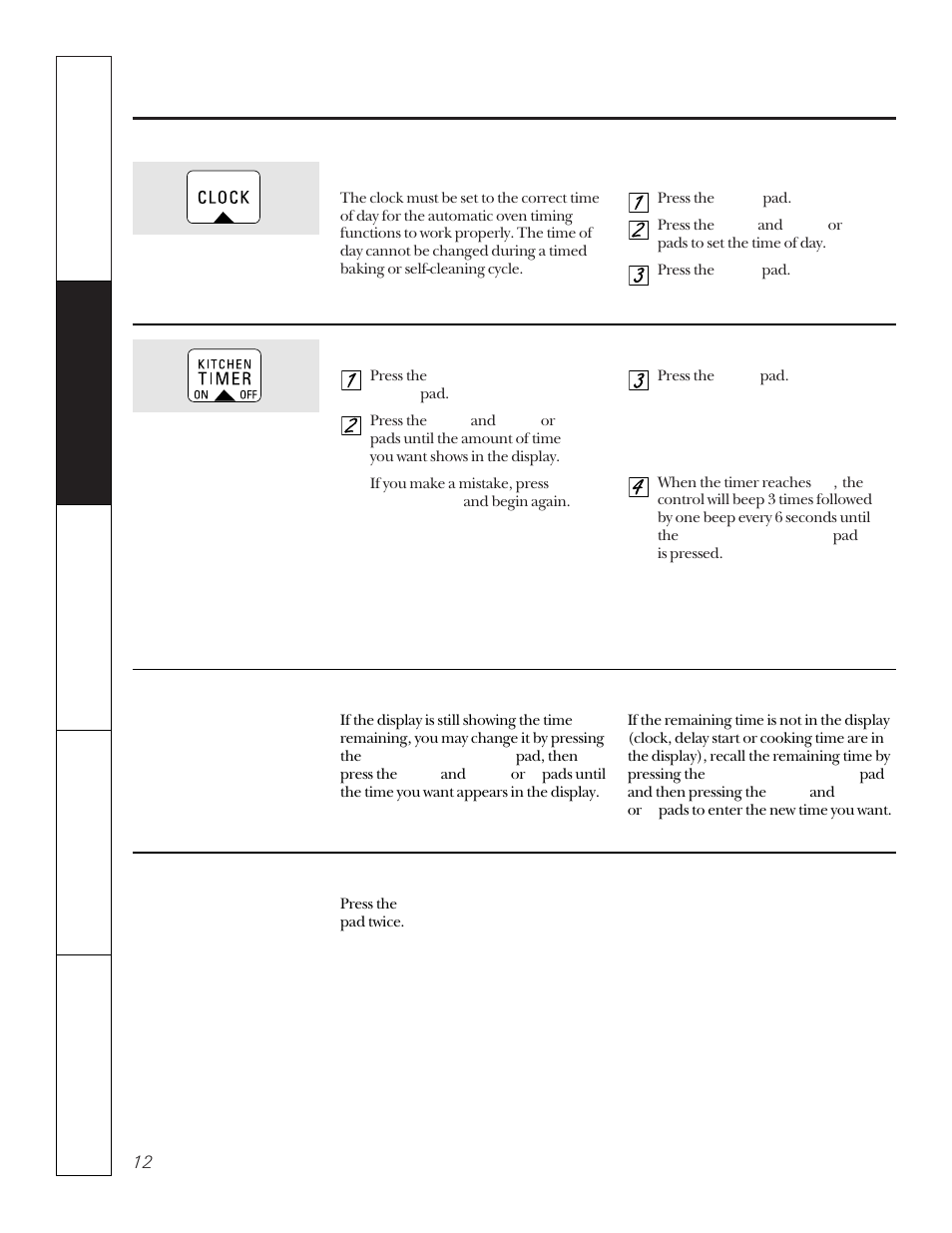 Using the clock and timer | GE JKP15 User Manual | Page 12 / 24