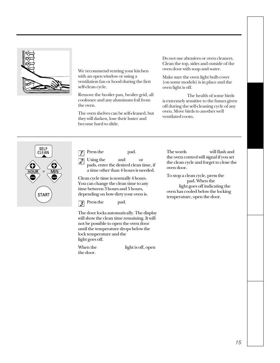 Self-cleaning oven, Self-cleaning oven , 16, Using the self-cleaning oven | GE JKP15 User Manual | Page 15 / 24