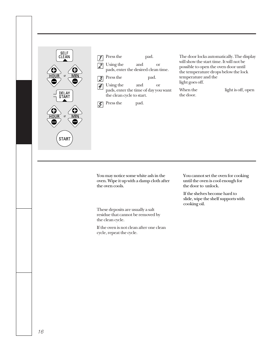 Using the self-cleaning oven | GE JKP15 User Manual | Page 16 / 24