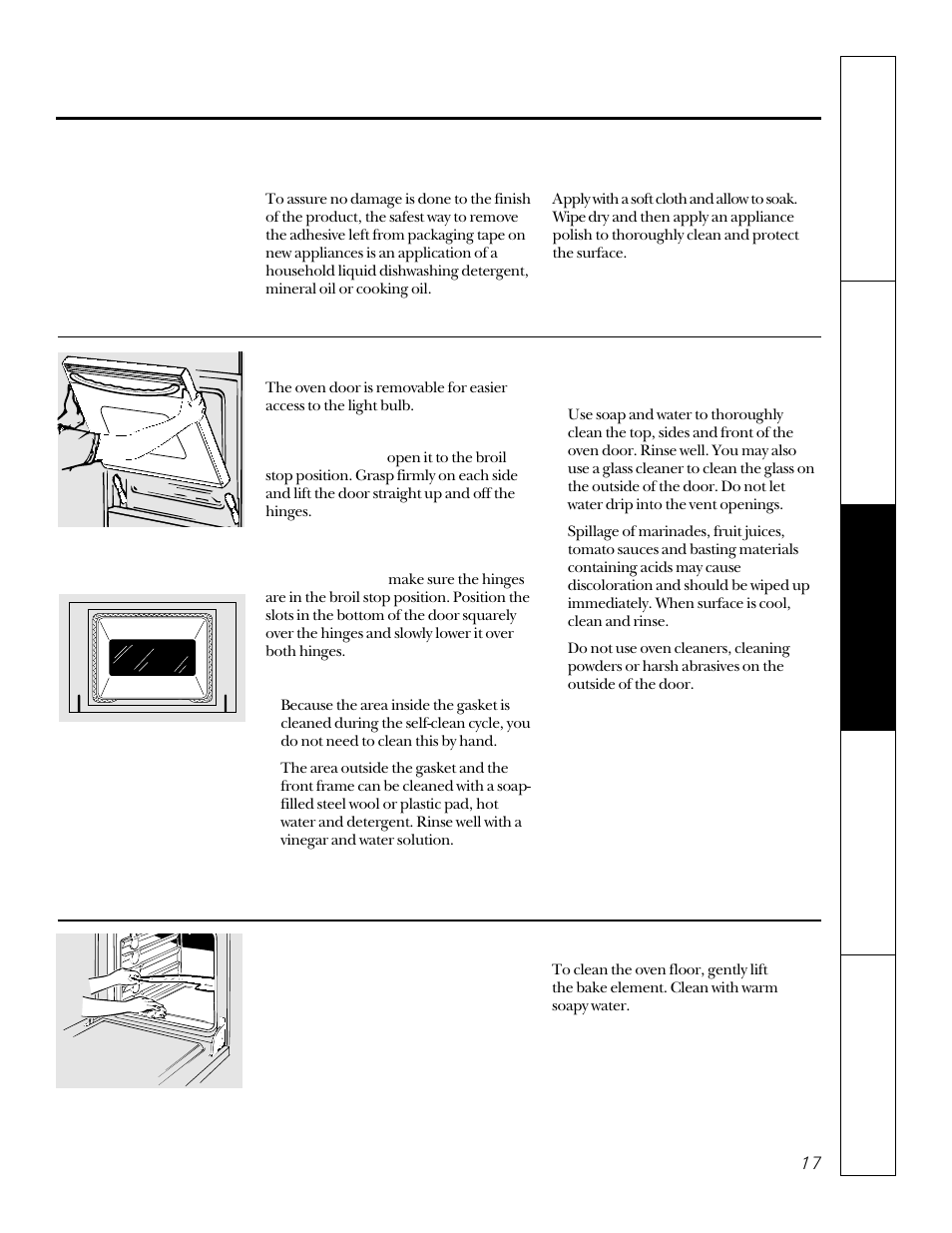 Care and cleaning of the oven | GE JKP15 User Manual | Page 17 / 24