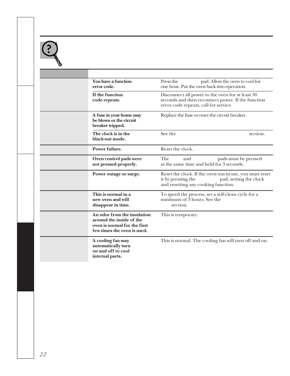 Before you call for service | GE JKP15 User Manual | Page 22 / 24