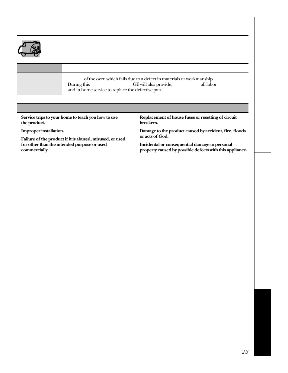 Warranty, Ge built-in electric oven warranty | GE JKP15 User Manual | Page 23 / 24