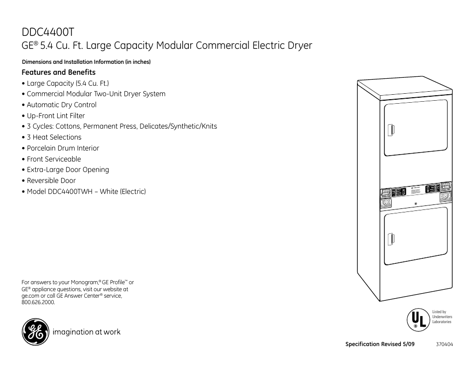 Ddc4400t | GE DDC4400TWH User Manual | Page 3 / 3