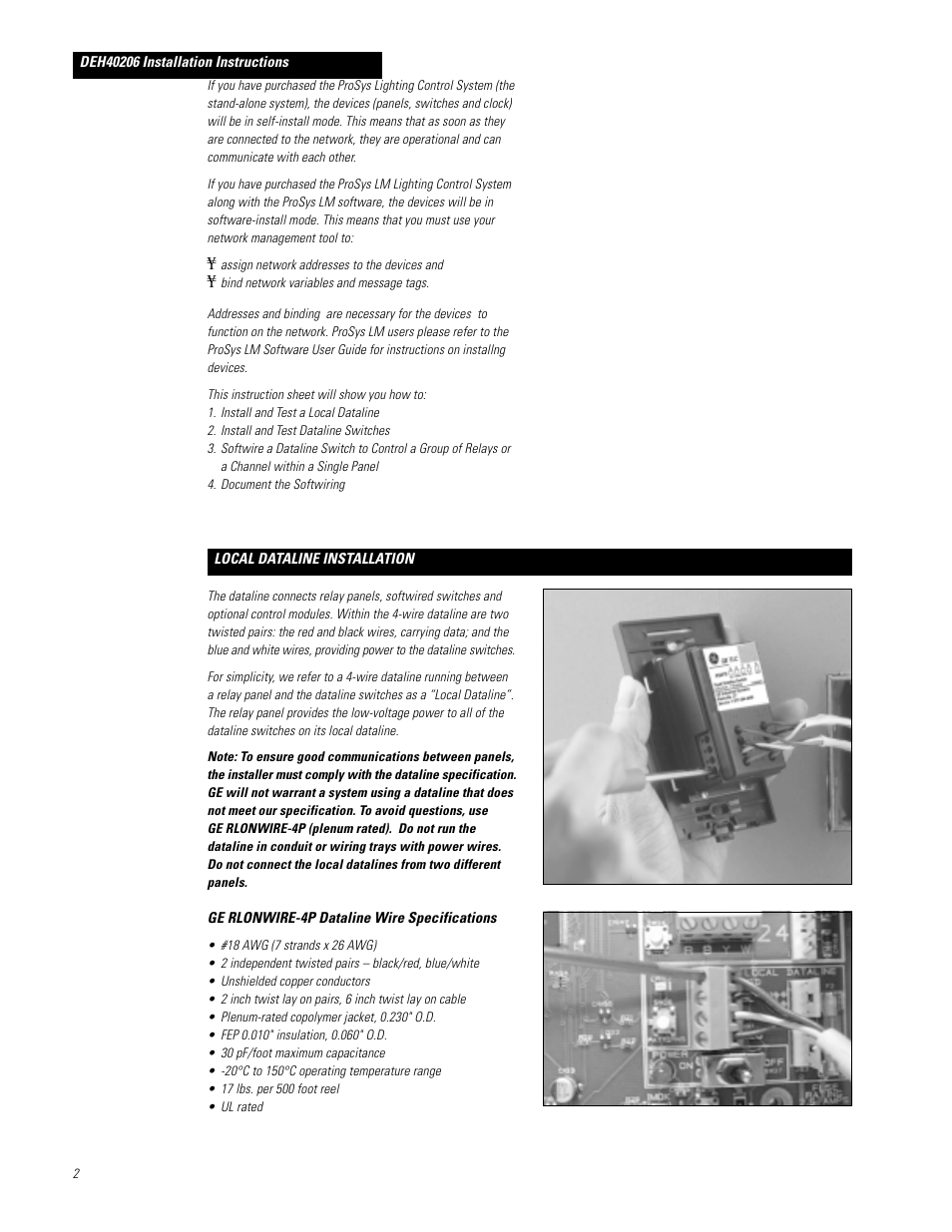 GE PROSYS DEH40206 User Manual | Page 2 / 10