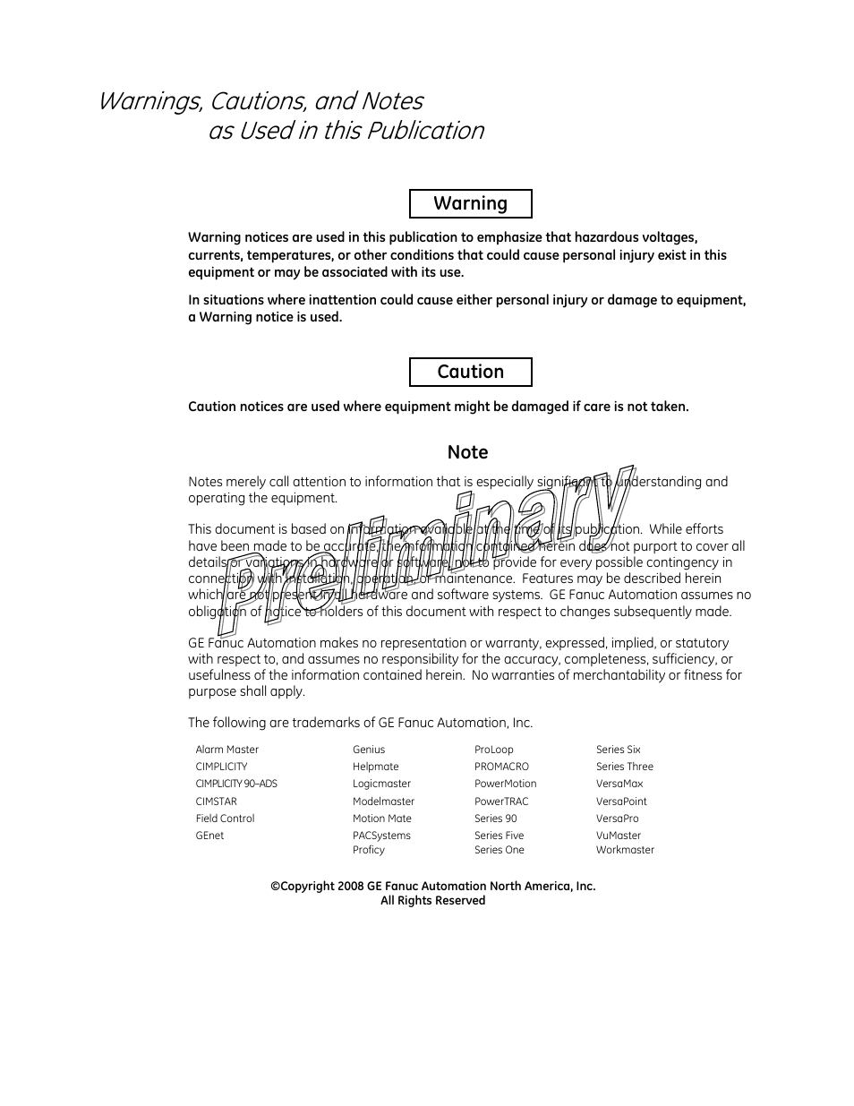 Warning, Caution | GE GFK-2489 User Manual | Page 2 / 184
