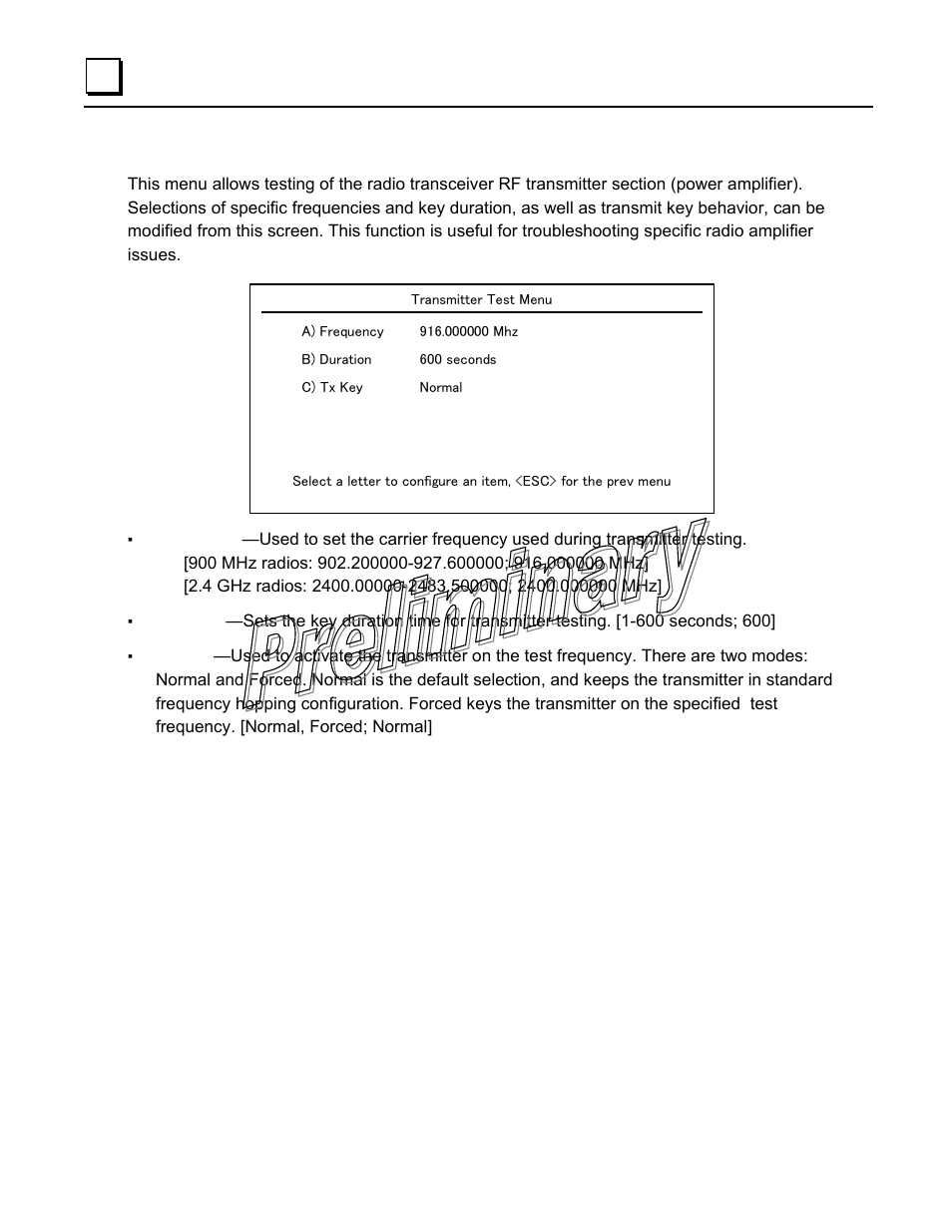 Transmitter test menu | GE GFK-2489 User Manual | Page 89 / 184