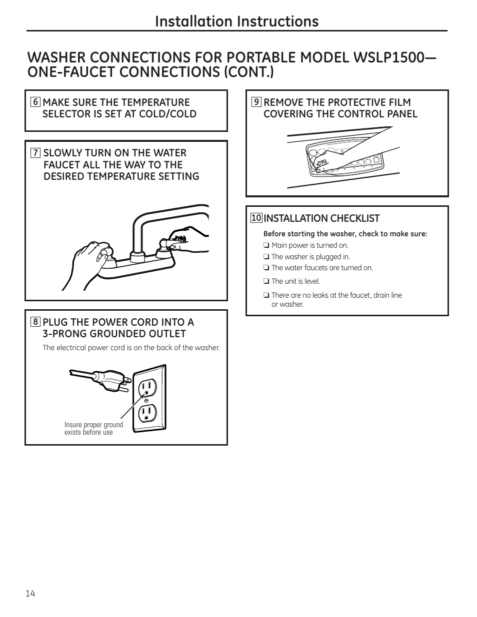 GE WSLP1500 User Manual | Page 14 / 72