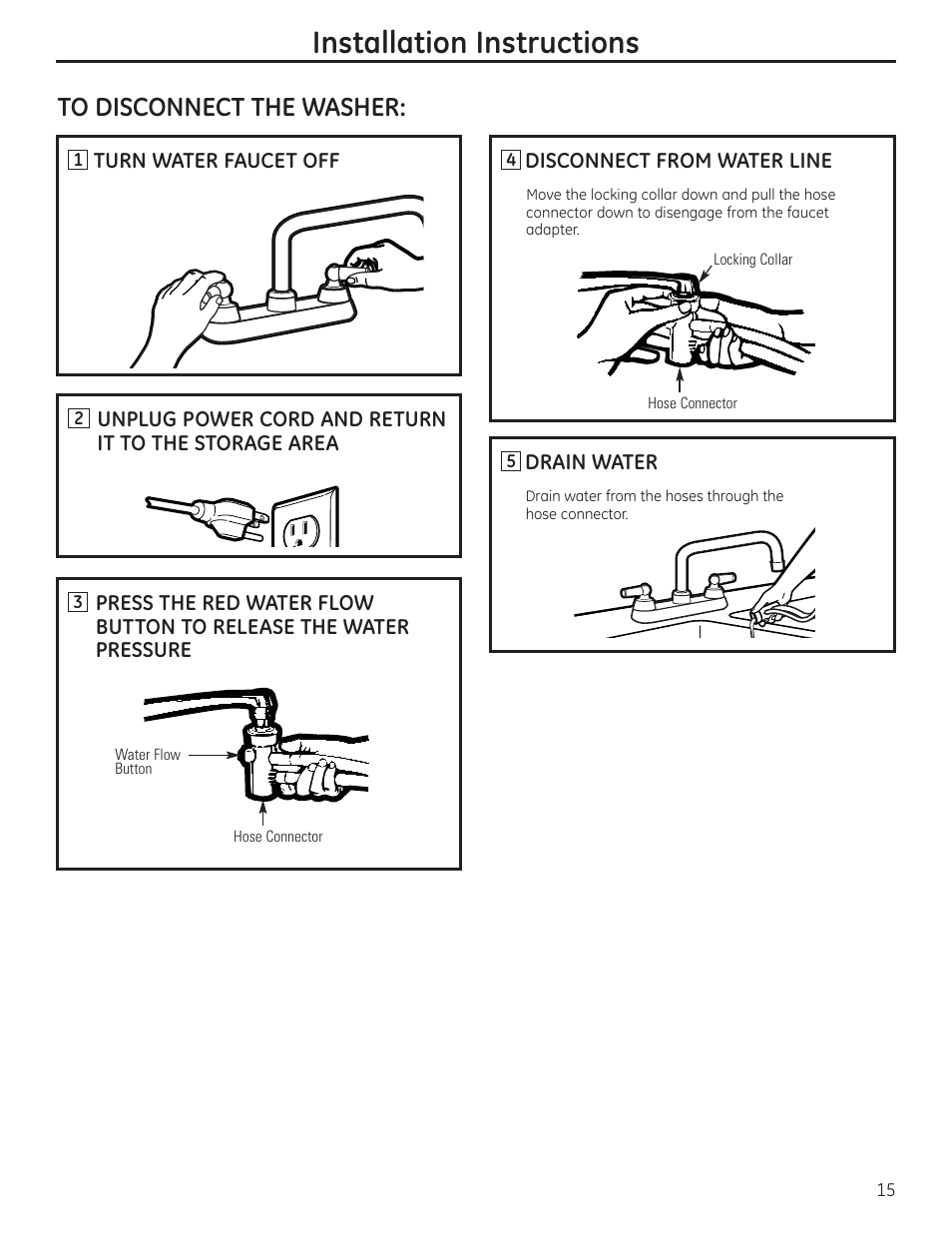 Installation instructions | GE WSLP1500 User Manual | Page 15 / 72