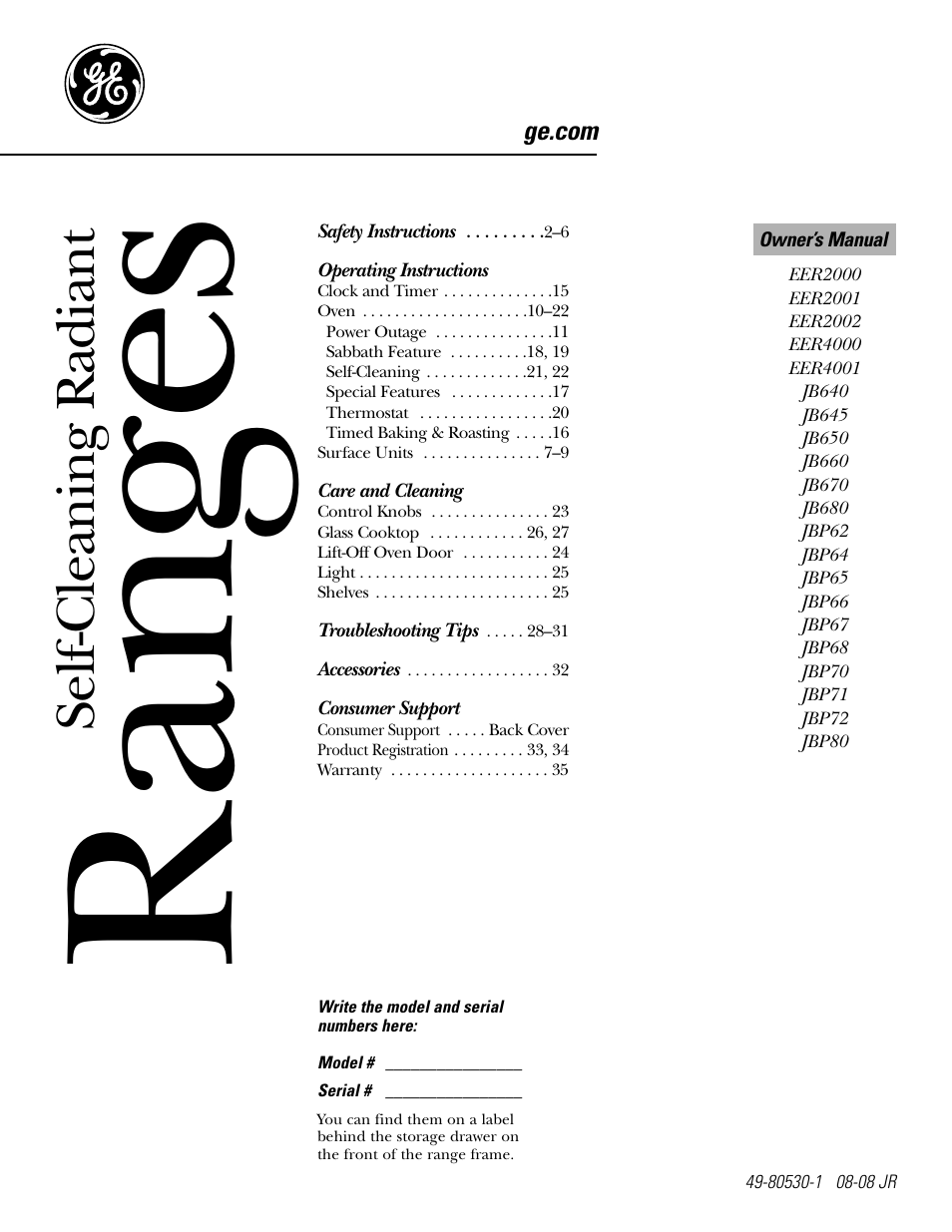 GE EER2001 User Manual | 36 pages