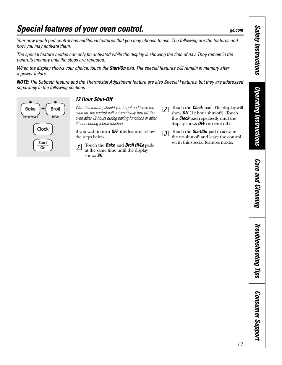 Special features, Special features of your oven control | GE EER2001 User Manual | Page 17 / 36