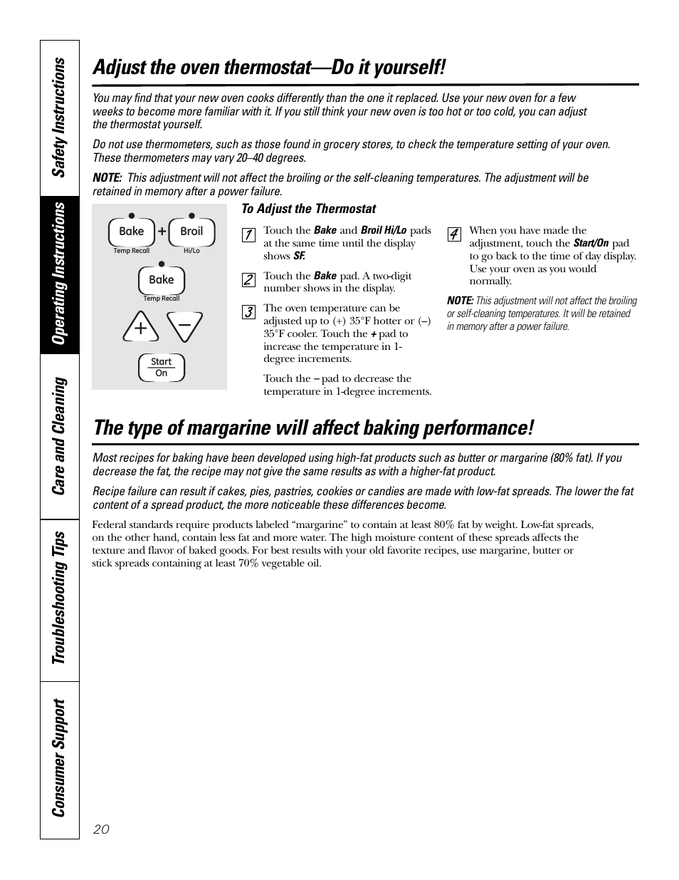 Thermostat, Adjust the oven thermostat—do it yourself | GE EER2001 User Manual | Page 20 / 36