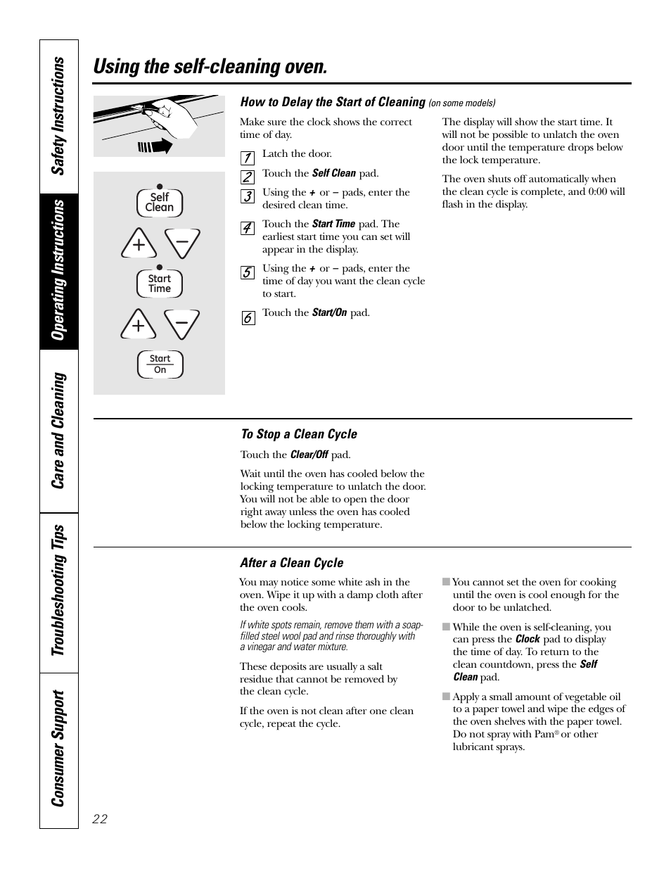 Using the self-cleaning oven | GE EER2001 User Manual | Page 22 / 36