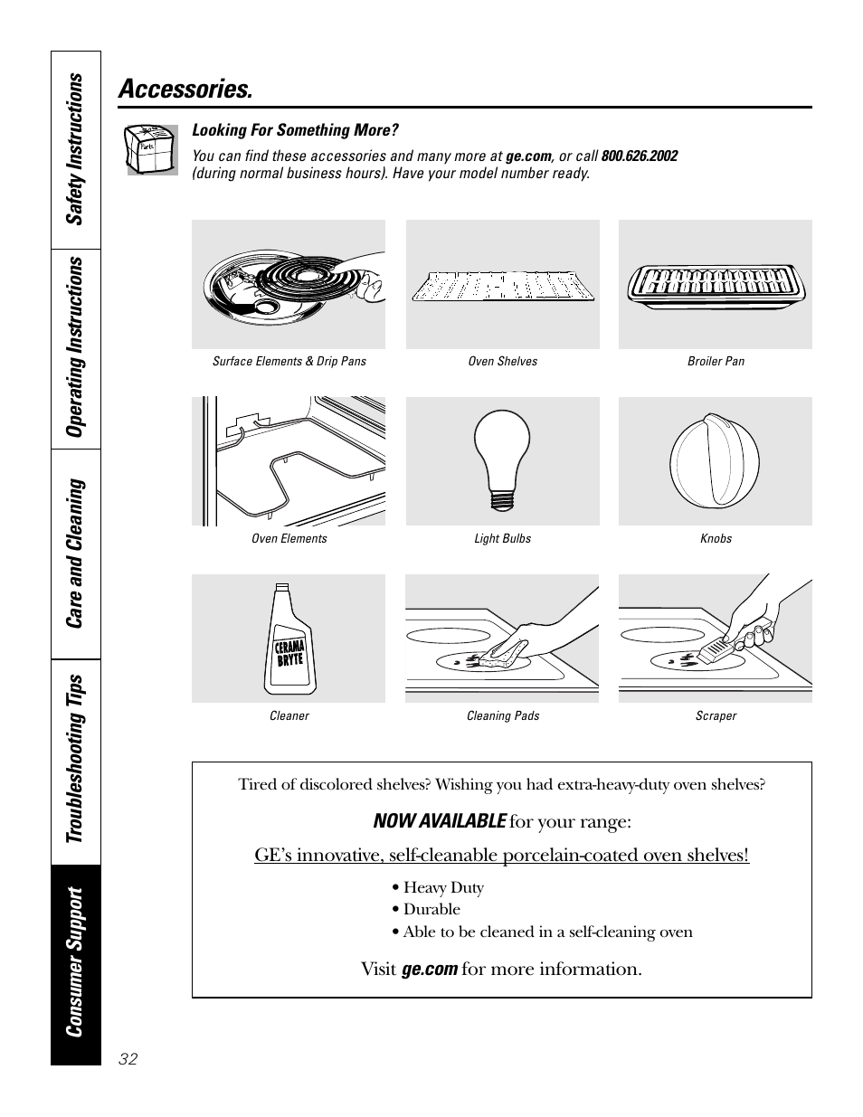 Accessories | GE EER2001 User Manual | Page 32 / 36