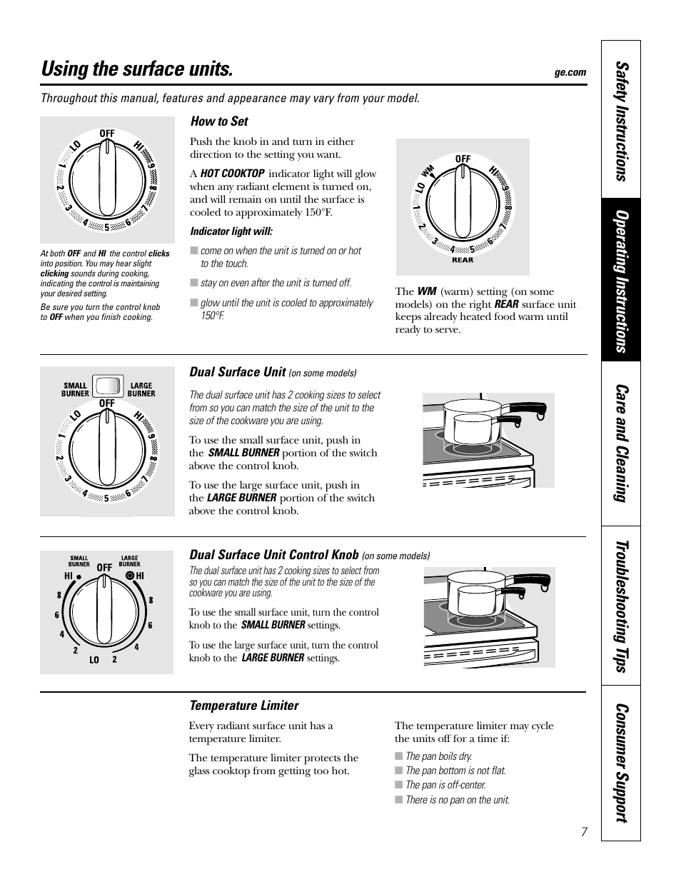 Surface units, Surface units –9, Using the surface units | GE EER2001 User Manual | Page 7 / 36