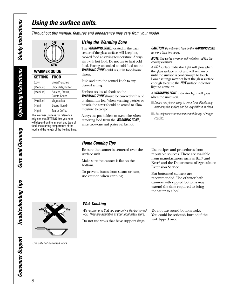 Using the surface units | GE EER2001 User Manual | Page 8 / 36