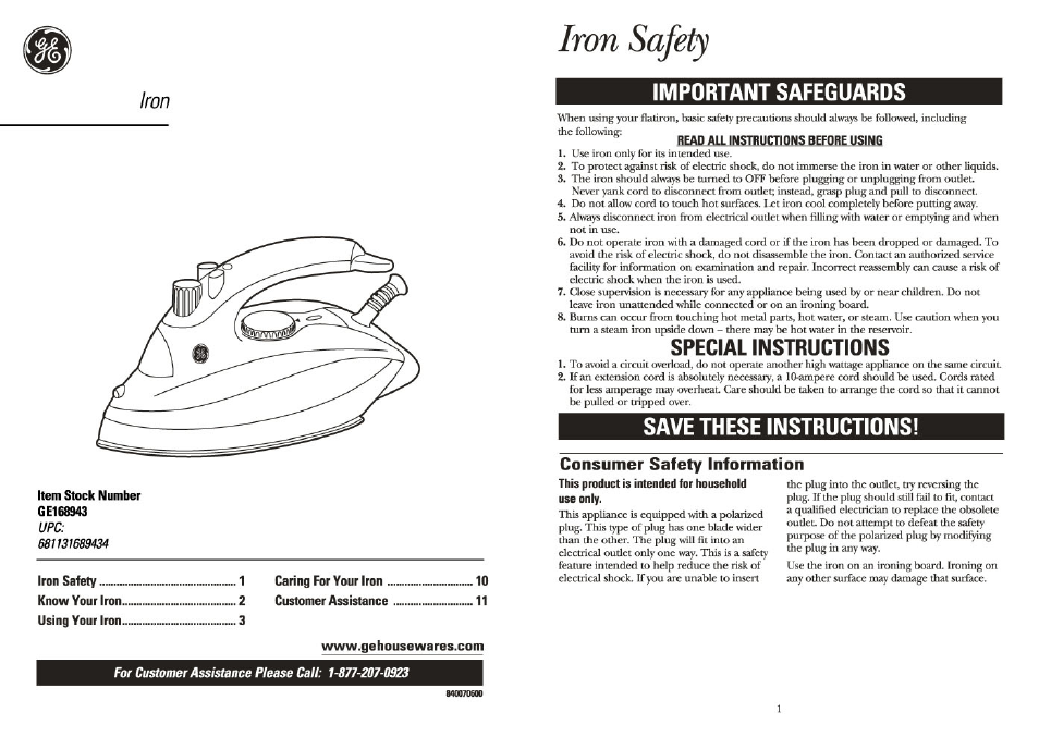 GE 681131689434 User Manual | 6 pages