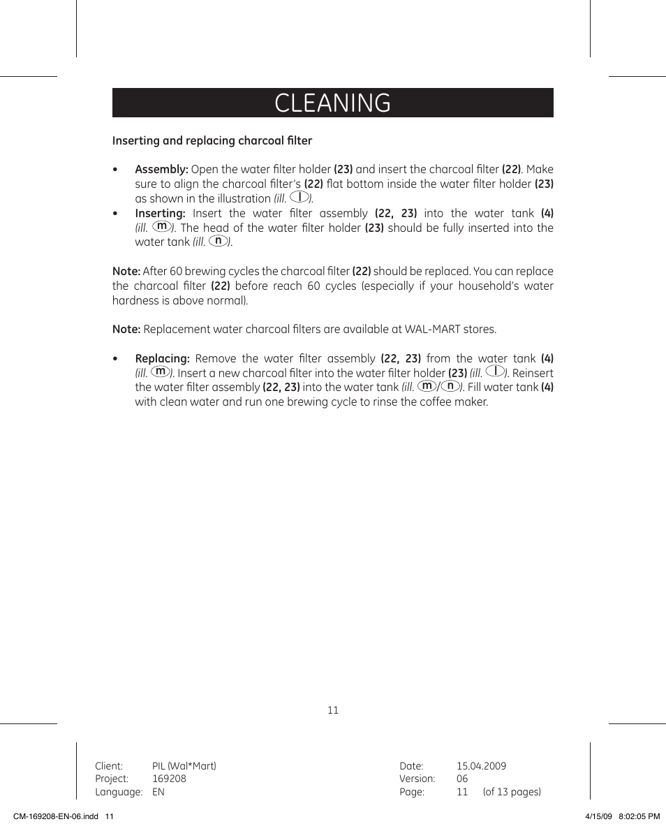 Cleaning | GE 681131692083 User Manual | Page 11 / 13