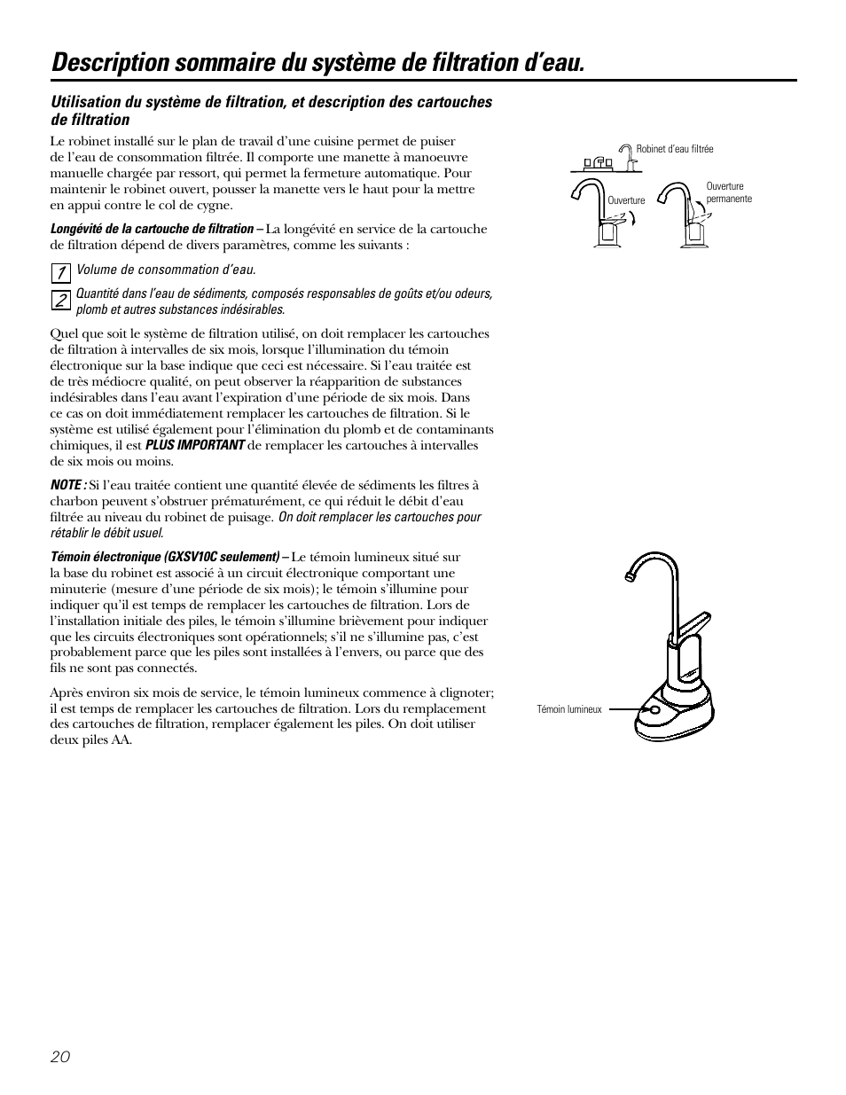 Utilisation du système | GE GXSL03C User Manual | Page 20 / 48