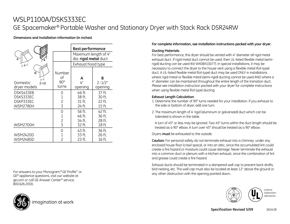 Ge spacemaker | GE SPACEMAKER DSKS333EC User Manual | Page 2 / 3