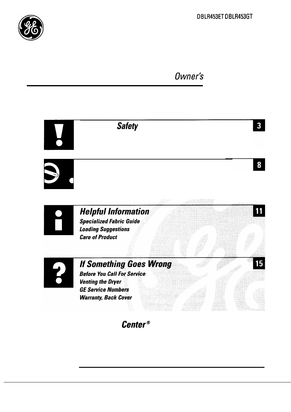 GE DBLR453ET User Manual | 24 pages