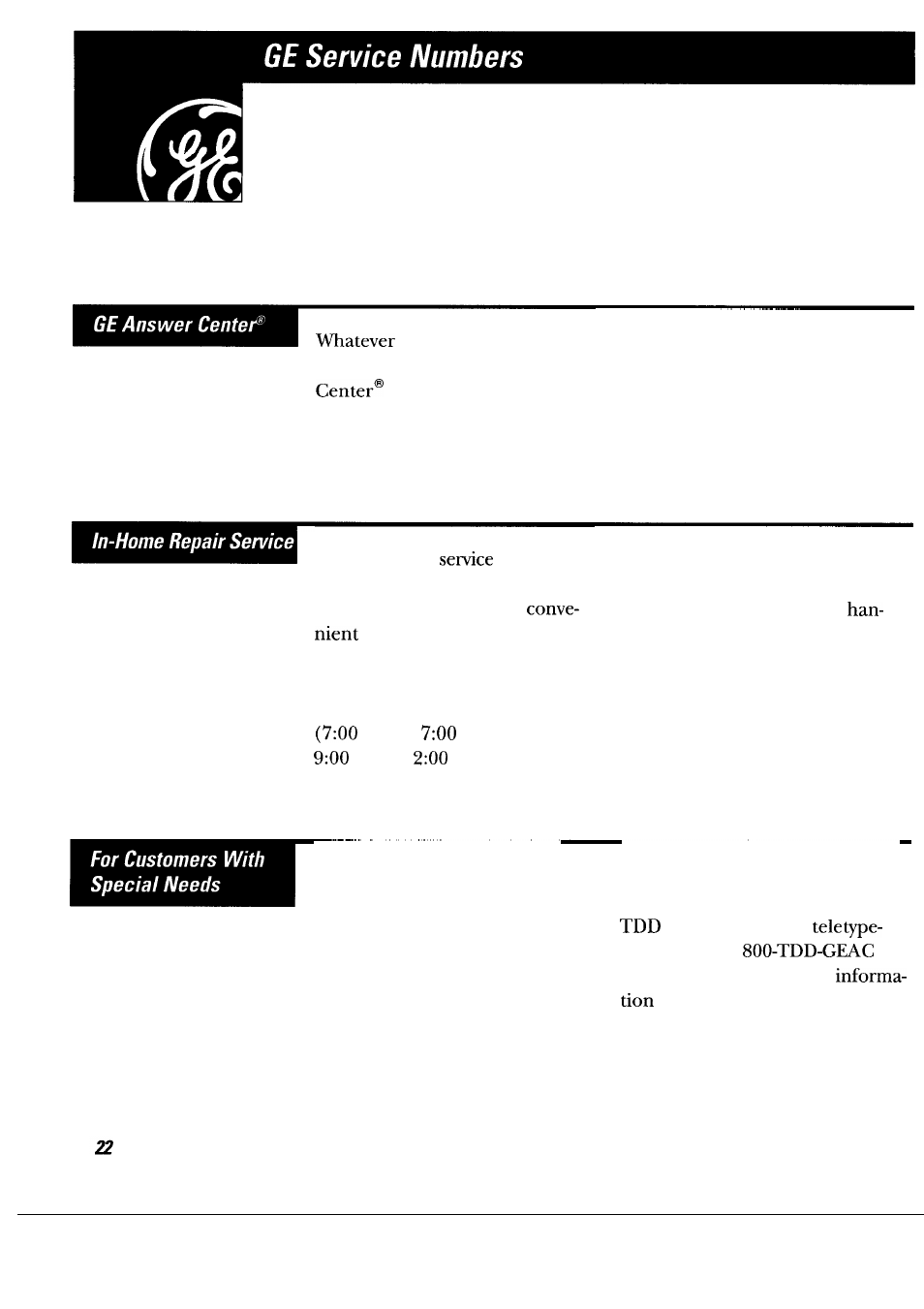 We’ll be there, Ge-cares | GE DBLR453ET User Manual | Page 22 / 24