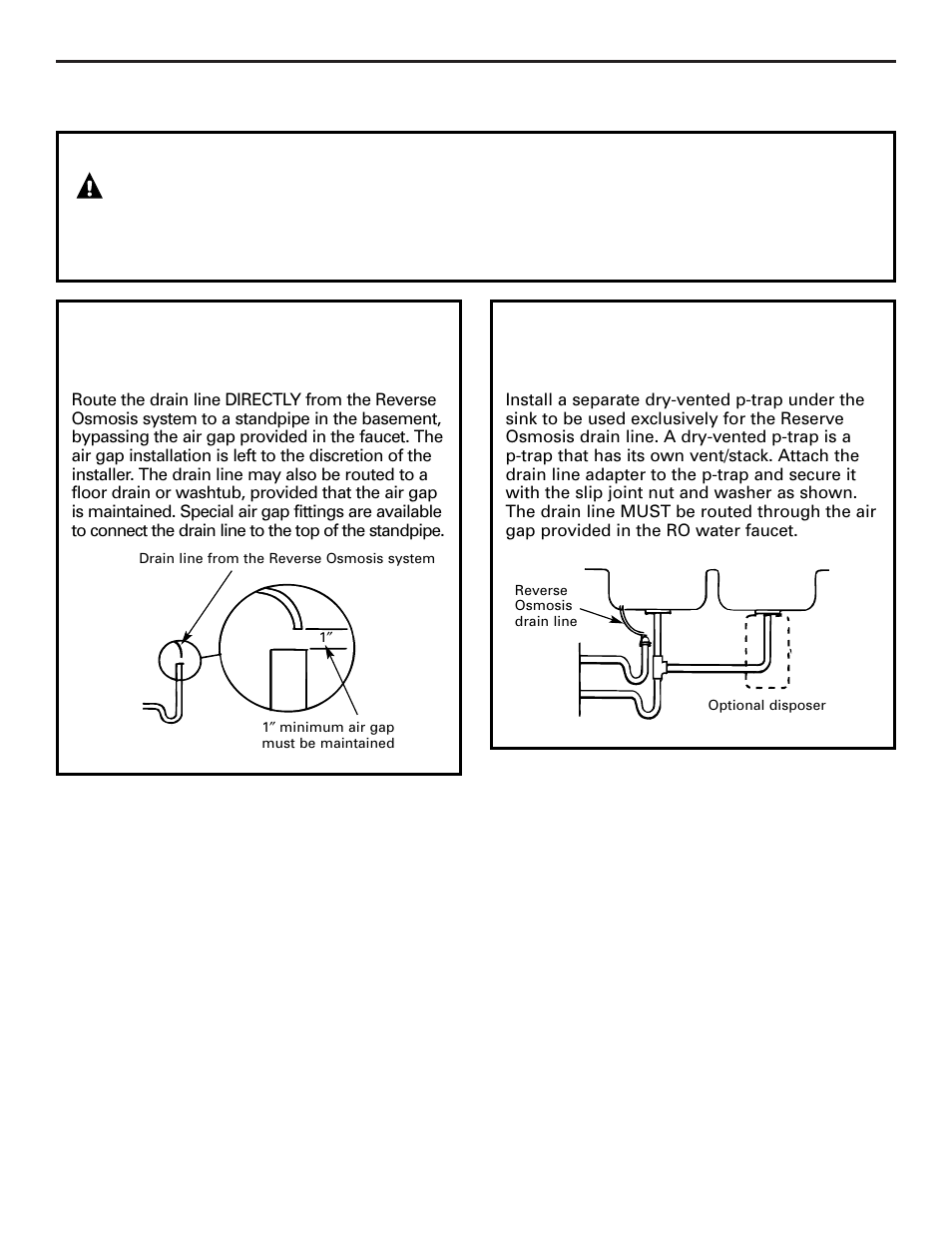 Filtration drain connection, Filtration drain connection , 16, Caution | GE PNRQ20FRI User Manual | Page 15 / 84