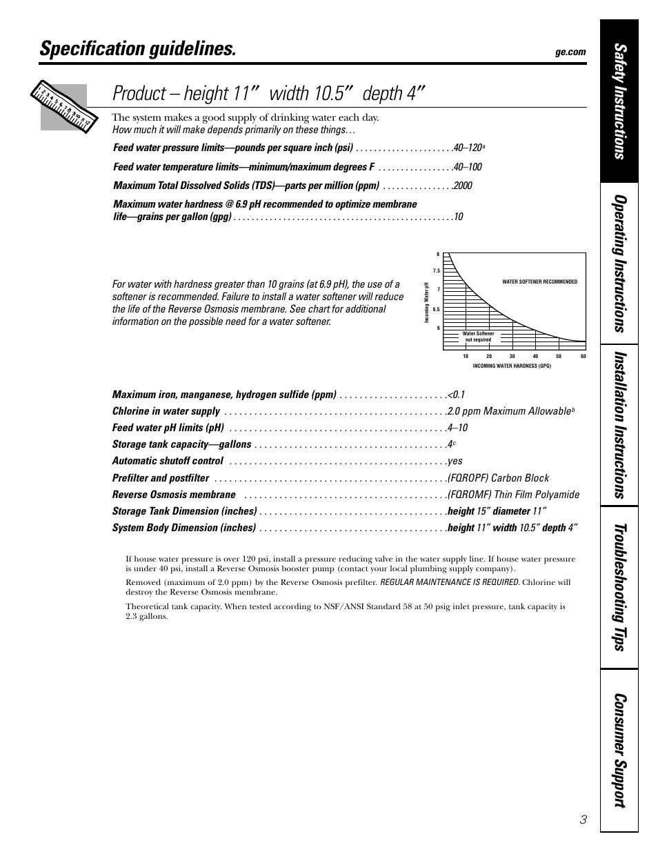 Specification guidelines | GE PNRQ20FRI User Manual | Page 3 / 84