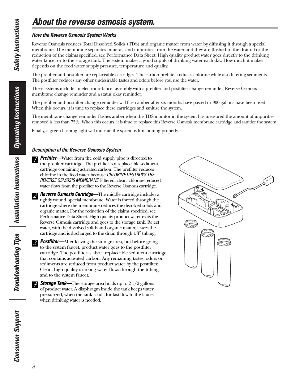 About the ro system, About the ro system , 5, About the reverse osmosis system | GE PNRQ20FRI User Manual | Page 4 / 84