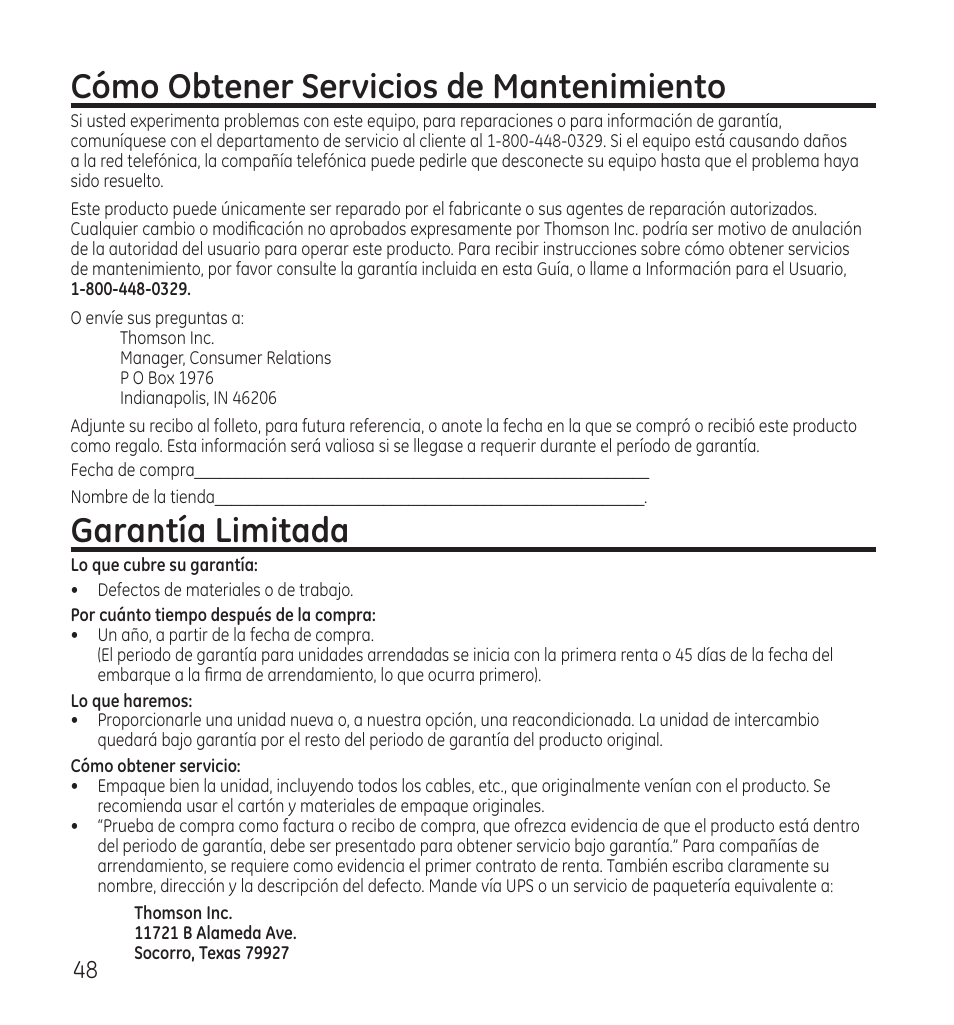 Cómo obtener servicios de mantenimiento, Garantía limitada | GE 28118 User Manual | Page 100 / 104