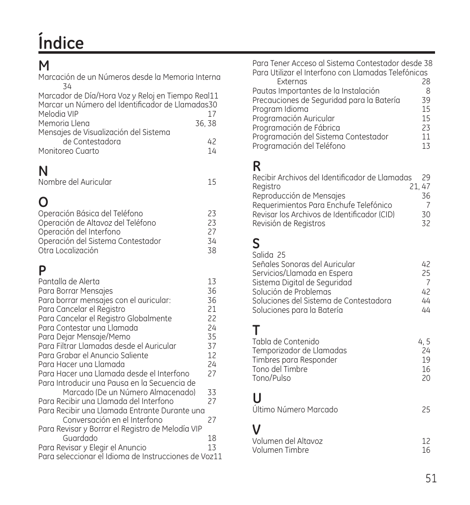 Ndice | GE 28118 User Manual | Page 103 / 104