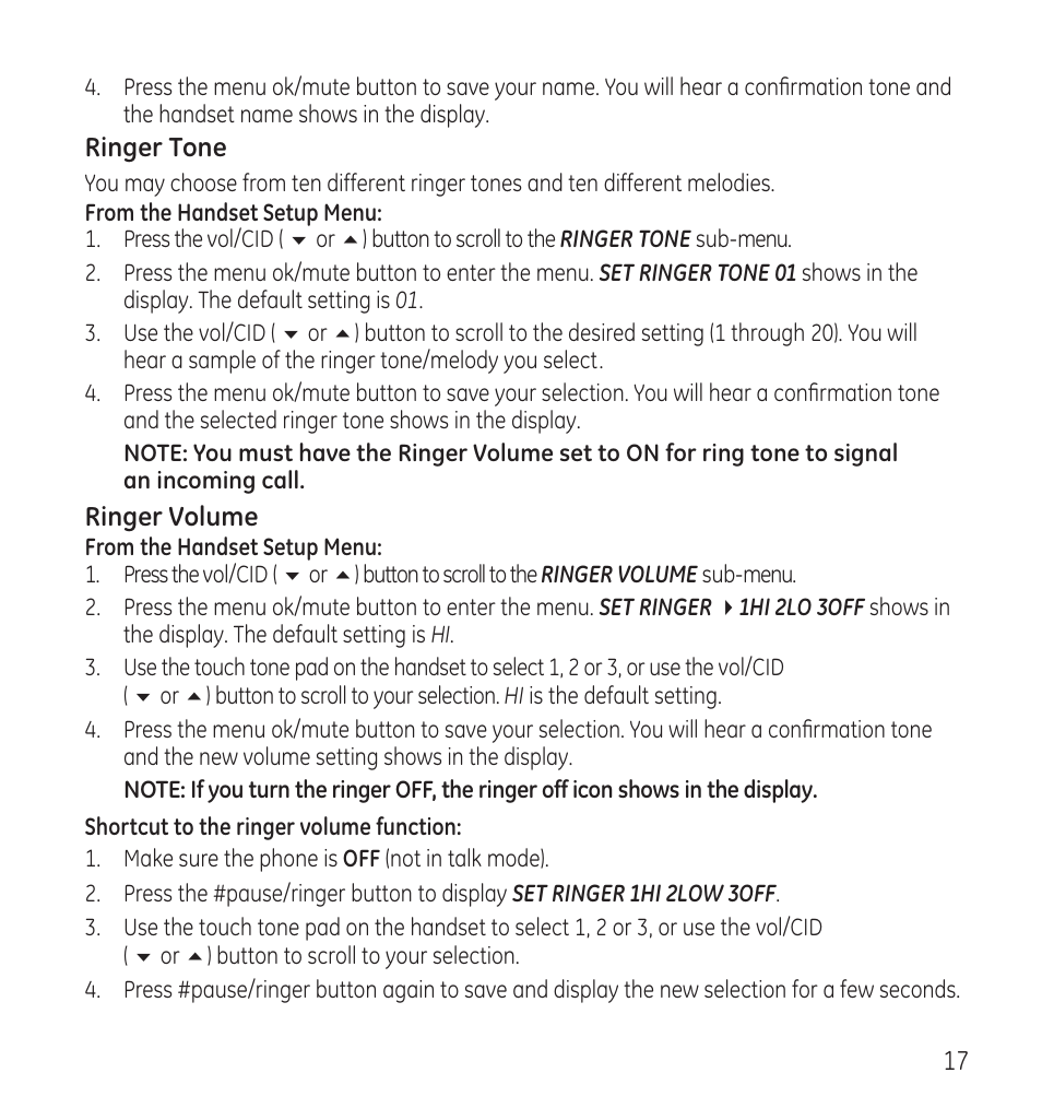 GE 28118 User Manual | Page 17 / 104