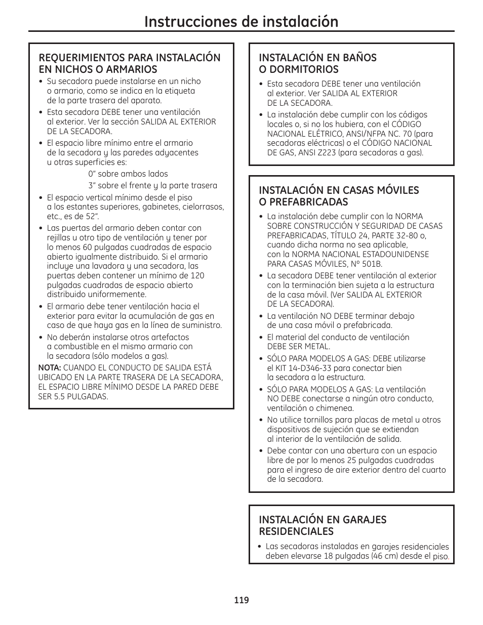 Instrucciones de instalación | GE PFMN445 User Manual | Page 119 / 156