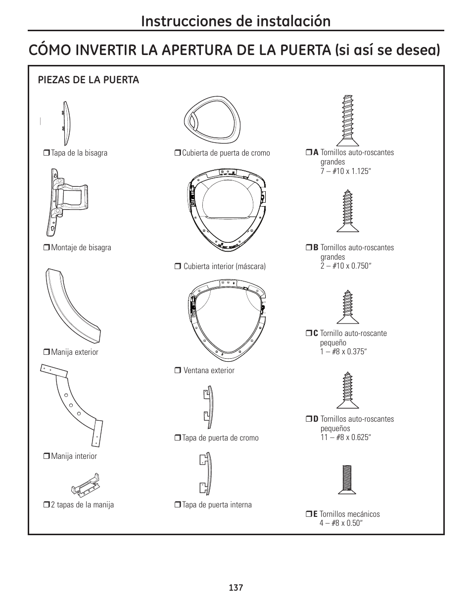 Instrucciones de instalación | GE PFMN445 User Manual | Page 137 / 156