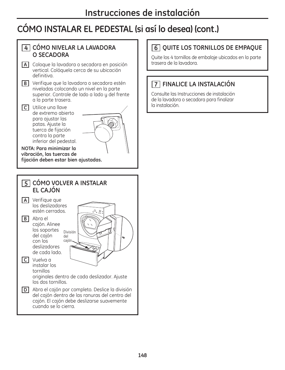 Instrucciones de instalación | GE PFMN445 User Manual | Page 148 / 156