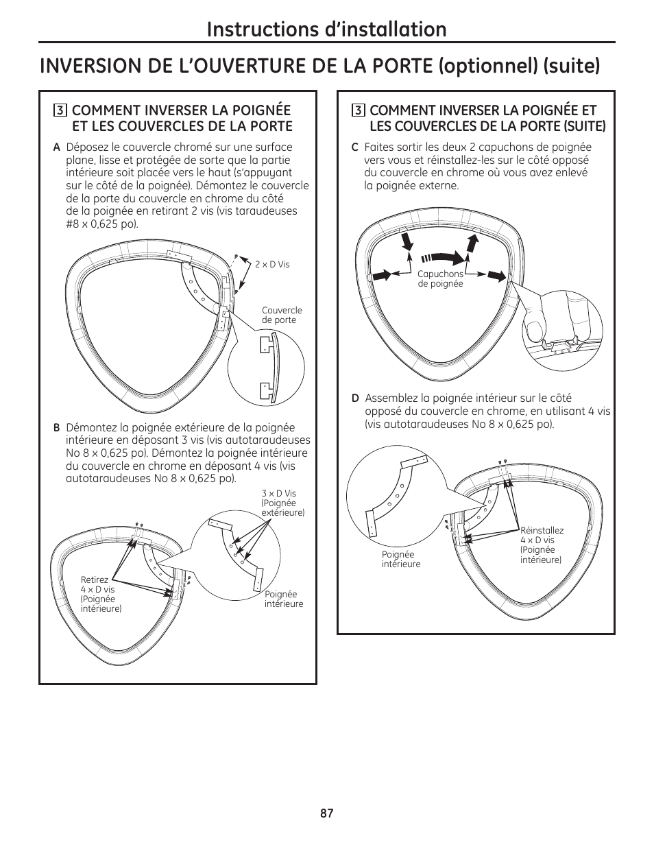 Instructions d’installation | GE PFMN445 User Manual | Page 87 / 156