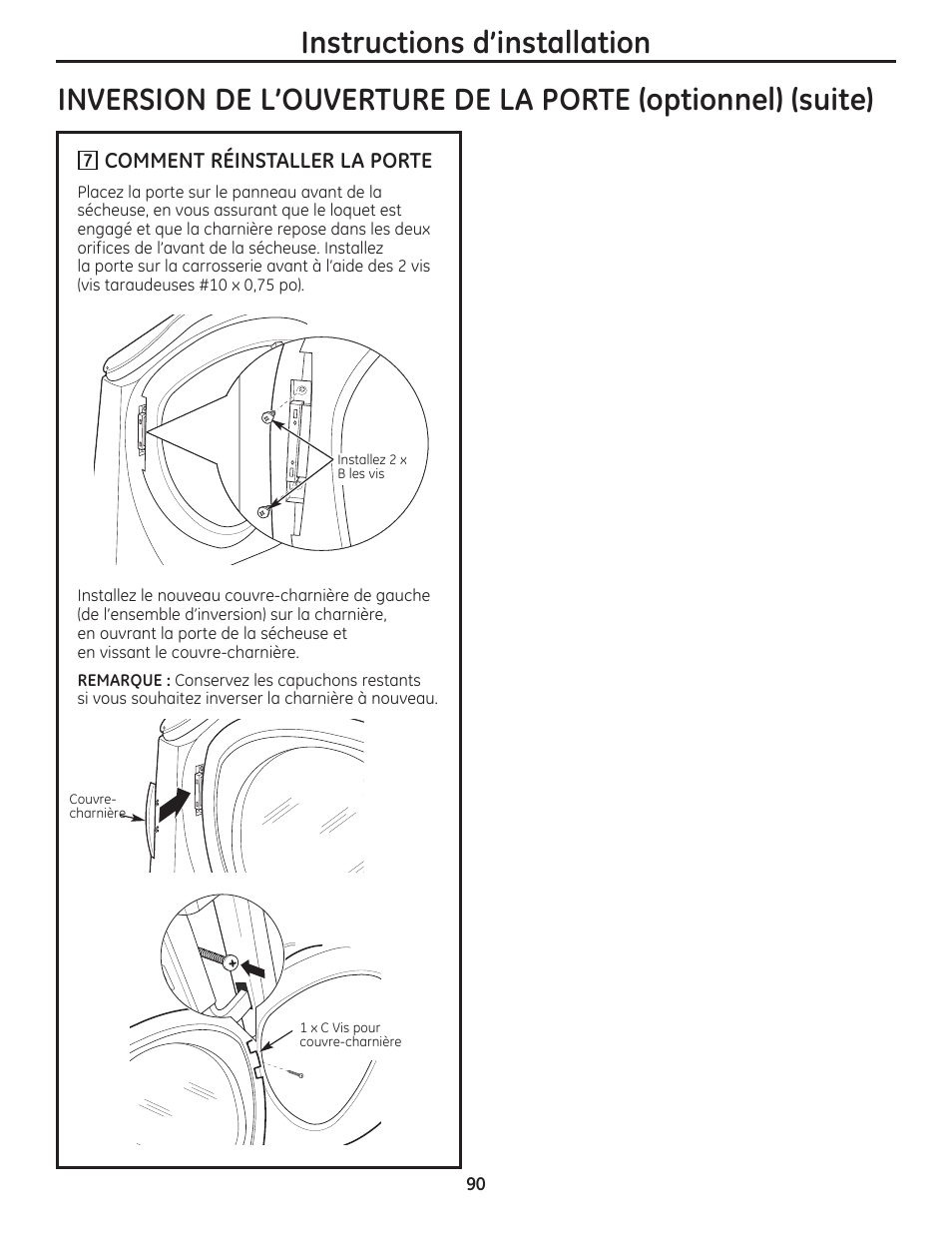 Instructions d’installation | GE PFMN445 User Manual | Page 90 / 156