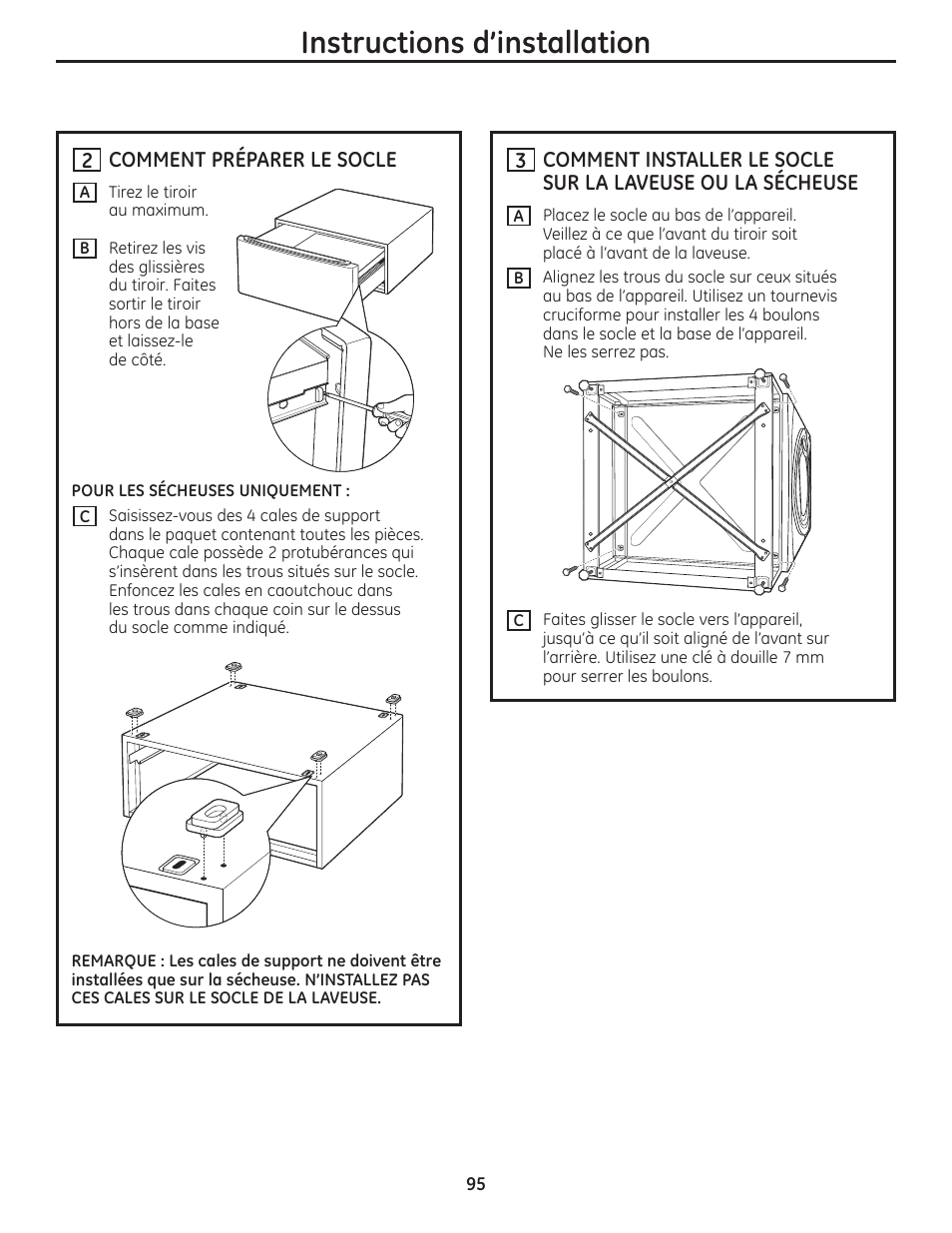 Instructions d’installation | GE PFMN445 User Manual | Page 95 / 156