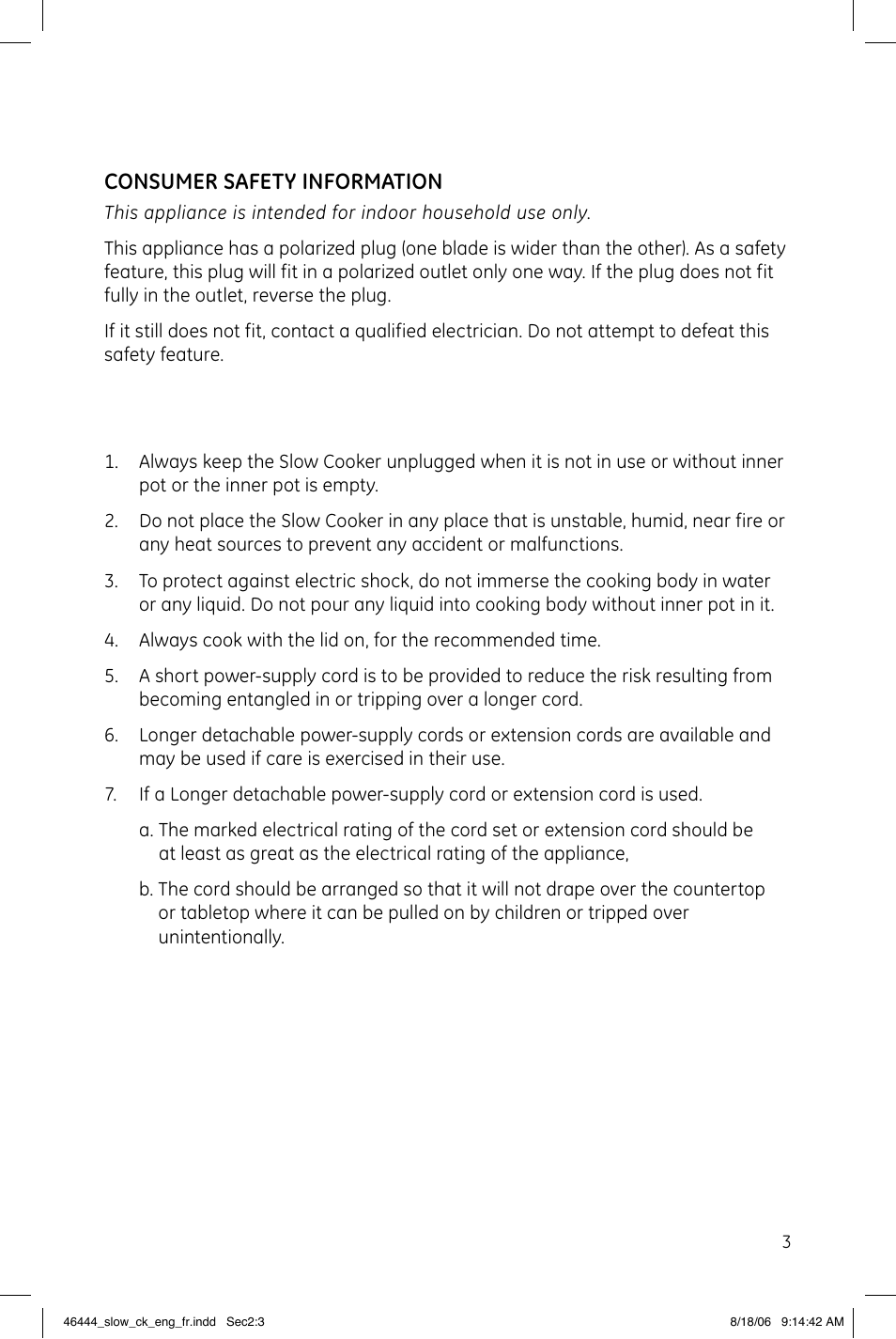Consumer safety information | GE 681131690874 User Manual | Page 3 / 6
