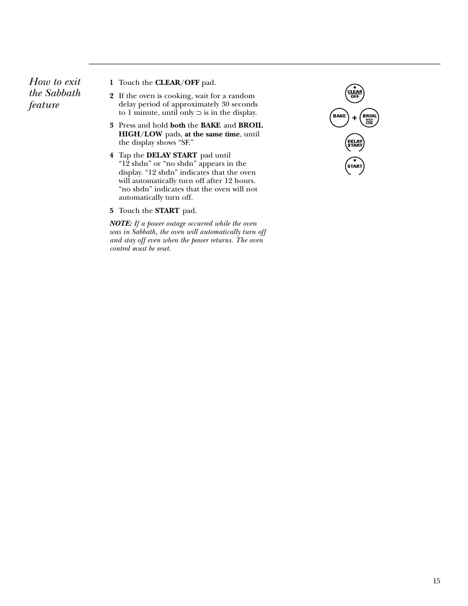 How to exit the sabbath feature | GE ZET958 30 User Manual | Page 15 / 48
