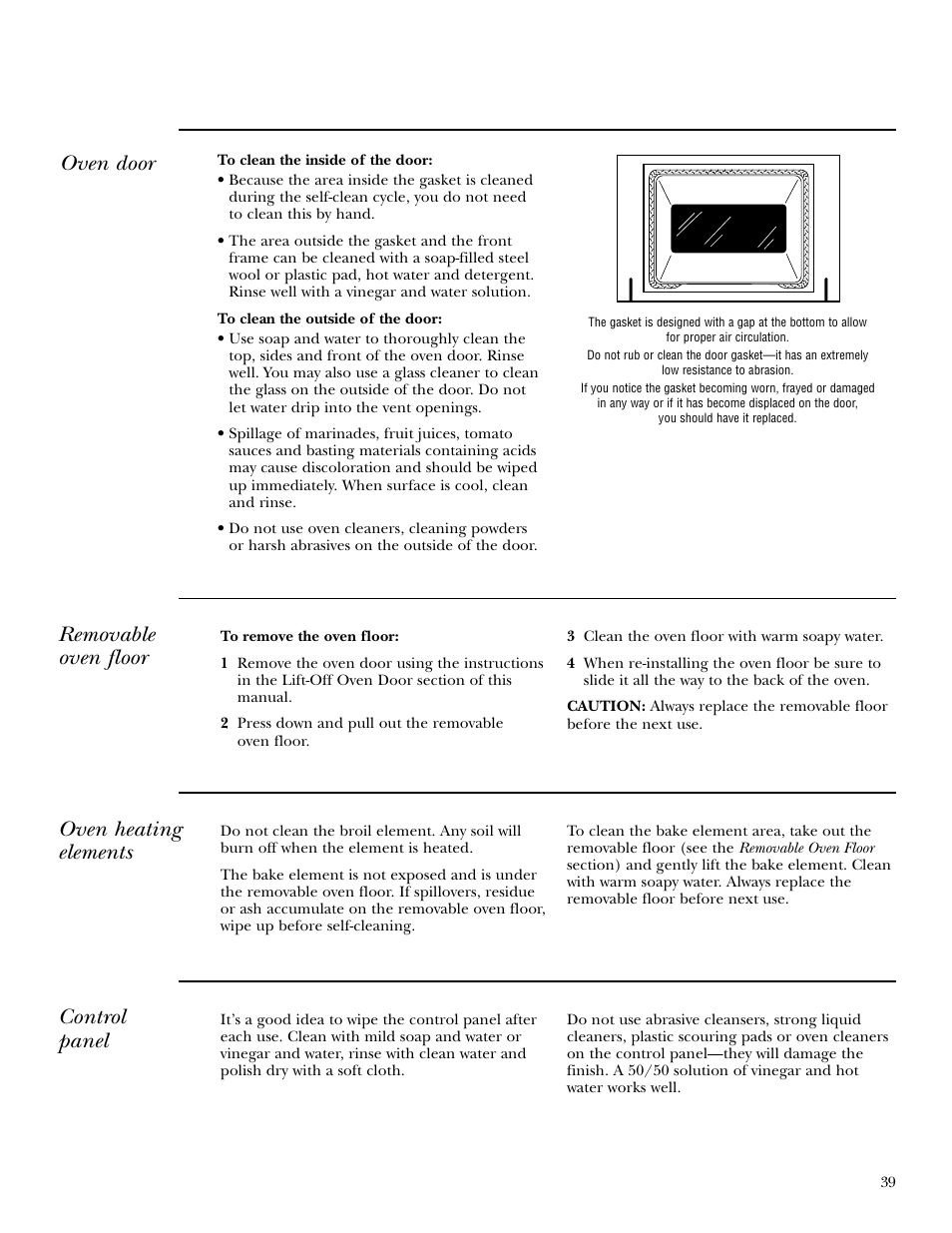 Control panel, Heating elements, Removable oven floor | Control panel heating elements, Oven heating elements, Oven door | GE ZET958 30 User Manual | Page 39 / 48