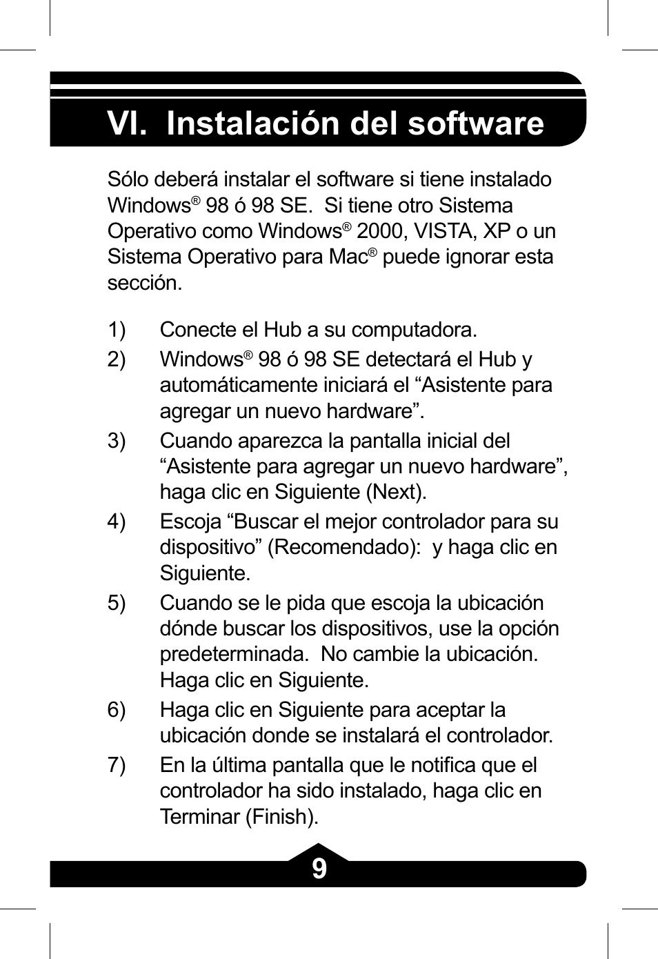 Vi. instalación del software | GE 97845 - green User Manual | Page 22 / 26